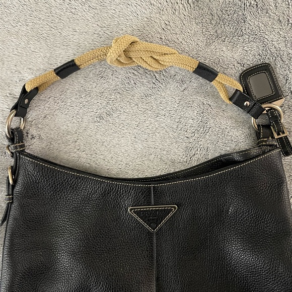 Authentic PRADA Vitello Daino Black Rope Knot Hobo - Picture 6 of 14
